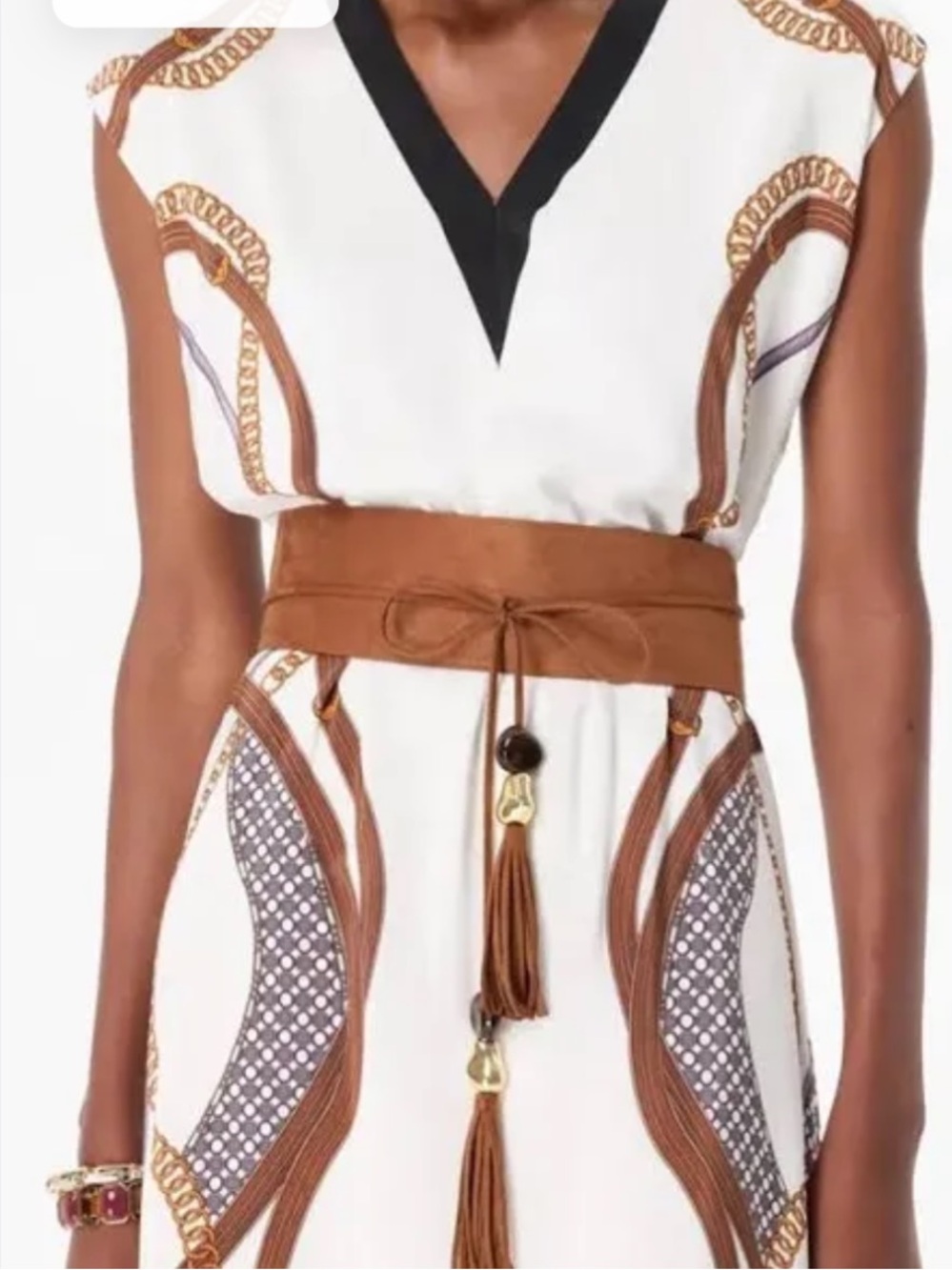White House Black Market Brown Faux Suede Tassel Obi Belt